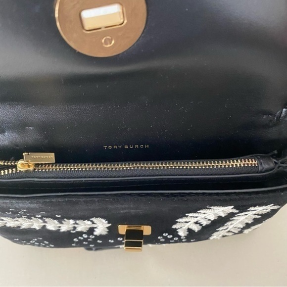 Tory Burch Kira Embroidered Velvet crossbody wallet bag - Picture 9 of 12